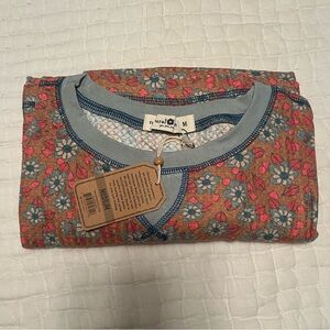 NWT Natural Life oversized orange floral waffle pajama top size medium